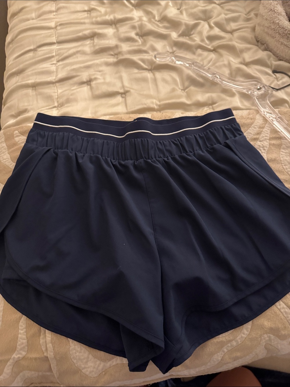 90 Degree By Reflex Navy Athletic Shorts with Contrast Waistband